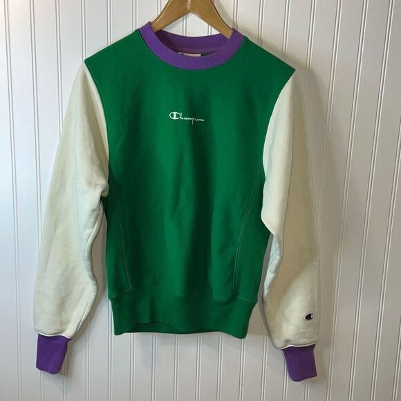 Champion Reverse Weave Callout Oversized Color Block Sweatshirt Size Xsmall - Picture 1 of 12